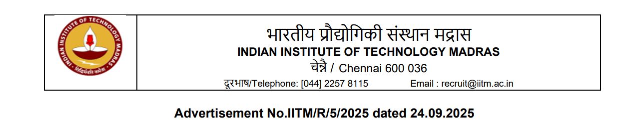 IIT Madras Recruitment 2025: 37 Non-Teaching Positions